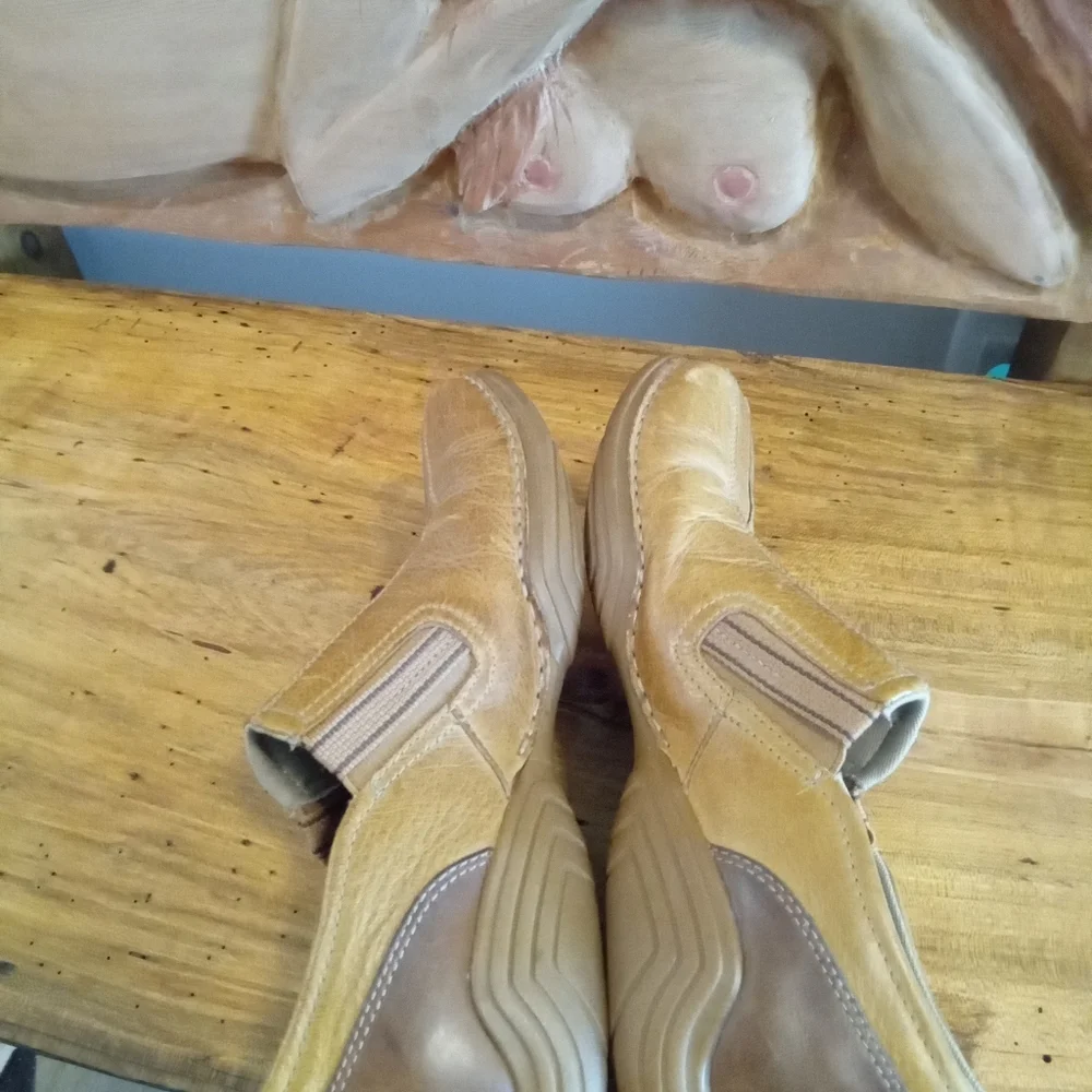 Rockport Men's Size 11 Cognac Brown Leather Slip-On Shoes